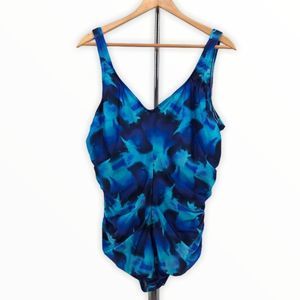 Speedo Blue Abstract Print One Piece Swimsuit Plus Size